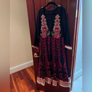 Elegant Black and Red Embroidered Salwar Kameez/Kurta
